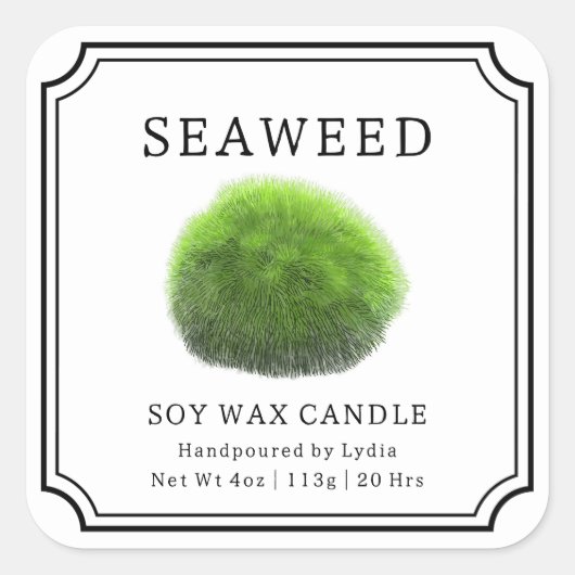 Seaweed Soy Wax Candle Label (Voorkant)