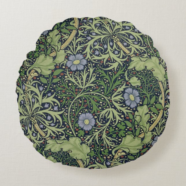 Seaweed Wallpaper Design, gedrukt door John Henry  Rond Kussen (Voorkant)