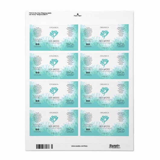 Seaweed Zee Moss Gel Labels (Full Sheet)