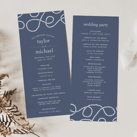 Seaworthy Wedding Ceremony | Leisteen Programmakaart