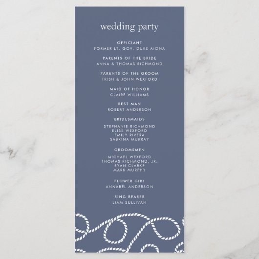 Seaworthy Wedding Ceremony | Leisteen Programmakaart (Achterkant)