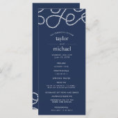Seaworthy Wedding Ceremony Program | Marineblauw Programmakaart (Voorkant / Achterkant)