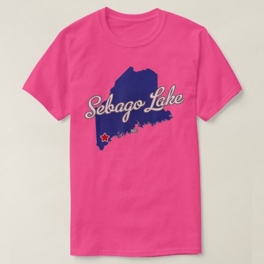 Sebago Lake Maine ME Map T-shirt (Design voorkant)