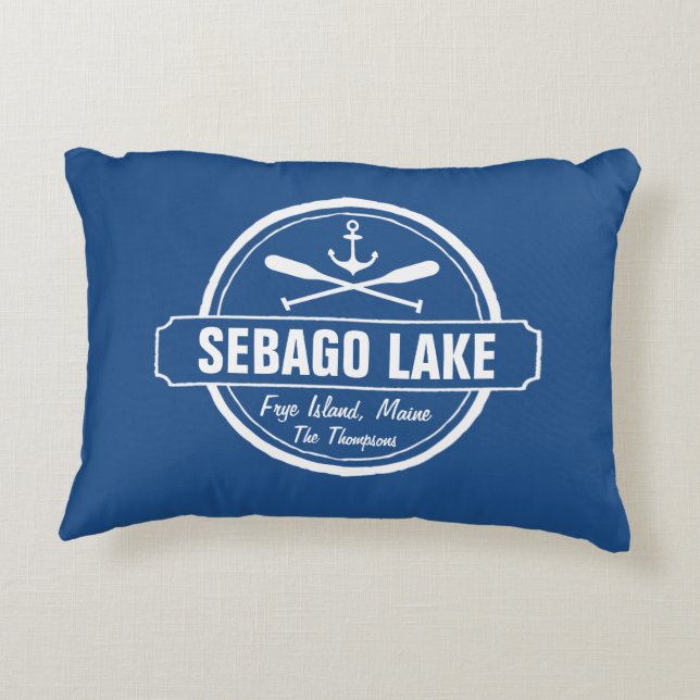 SEBAGO LAKE MAINE PERSONALISEERDE STAD EN NAAM DECORATIEF KUSSEN (Achterkant)