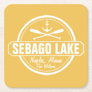 SEBAGO LAKE MAINE PERSONALISEERDE STAD EN NAAM KARTONNEN ONDERZETTERS
