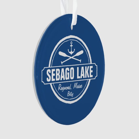 SEBAGO LAKE MAINE PERSONALISEERDE STAD EN NAAM ORNAMENT (voorkant)