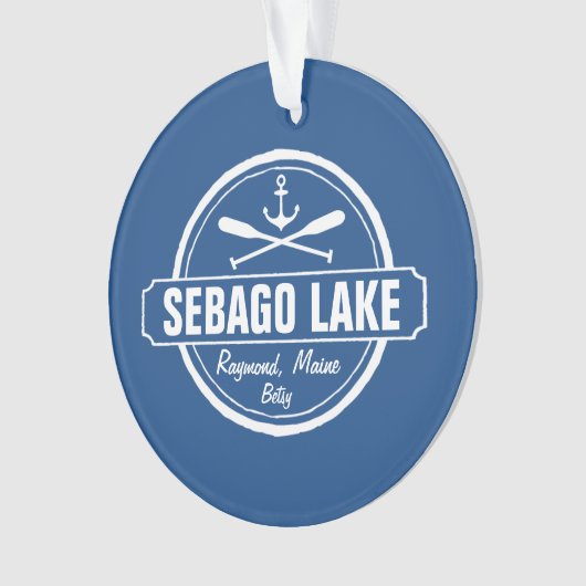 SEBAGO LAKE MAINE PERSONALISEERDE STAD EN NAAM ORNAMENT (voorkant)