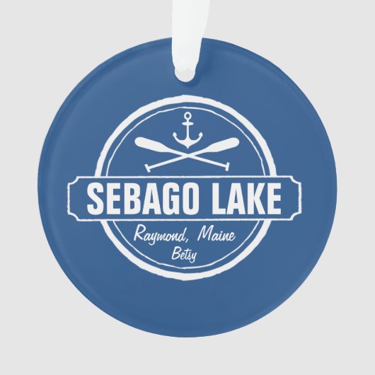 SEBAGO LAKE MAINE PERSONALISEERDE STAD EN NAAM ORNAMENT (voorkant)