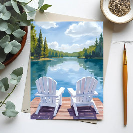 Sebago Lake Maine | Schilderij van Adirondackstoel Briefkaart