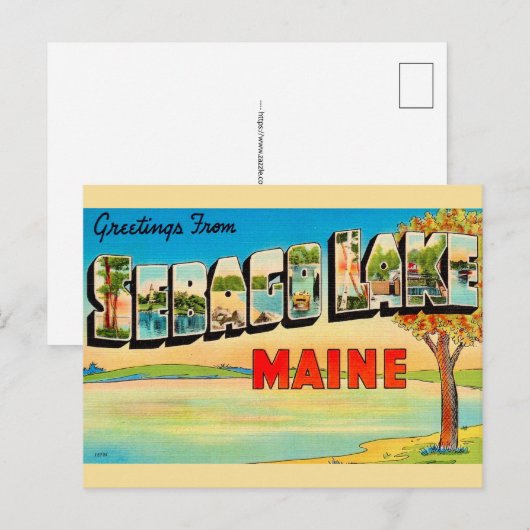 Sebago Lake Oude Ansichtkaart Briefkaart (Voorkant / Achterkant)