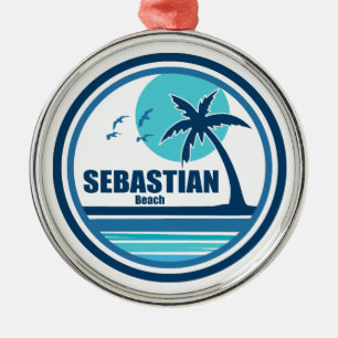 Sebastian Beach Fort Lauderdale Palm Tree Vogels Metalen Ornament