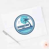 Sebastian Beach Fort Lauderdale Palm Tree Vogels Ronde Sticker (Envelop)