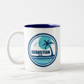 Sebastian Beach Fort Lauderdale Palm Tree Vogels Tweekleurige Koffiemok (Links)