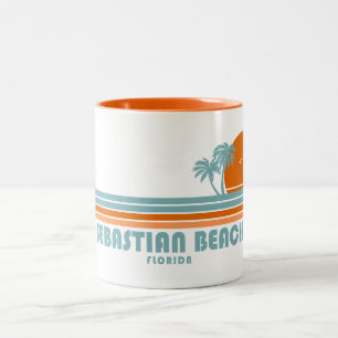 Sebastian Beach Fort Lauderdale Sun Palm Trees Tweekleurige Koffiemok