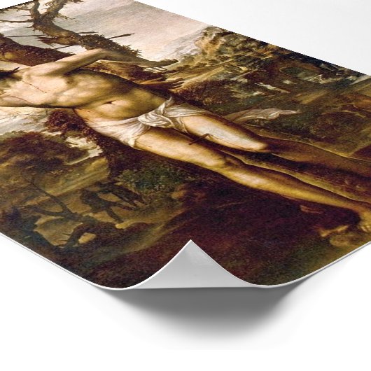 Sebastian en Madonna met heiligen van Il Sodoma Poster (Hoek)