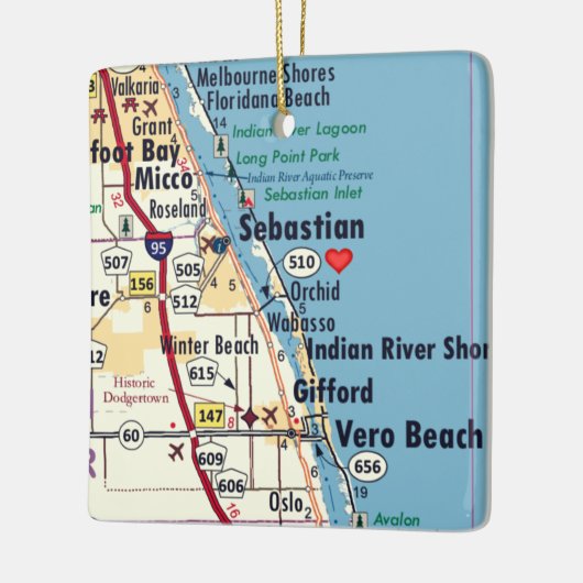 Sebastian Florida Map Keramisch Ornament (Links)