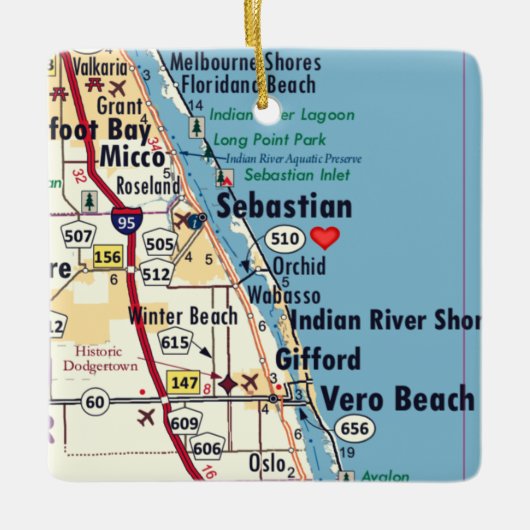 Sebastian Florida Map Keramisch Ornament (Voorkant)