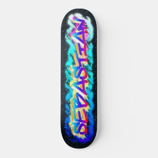 SEBASTIAN Gepersonaliseerd Graffiti Skateboard (Voorkant)