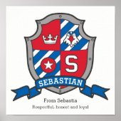 Sebastian jongensnaam betekenis heraldiek schild p poster (Voorkant)