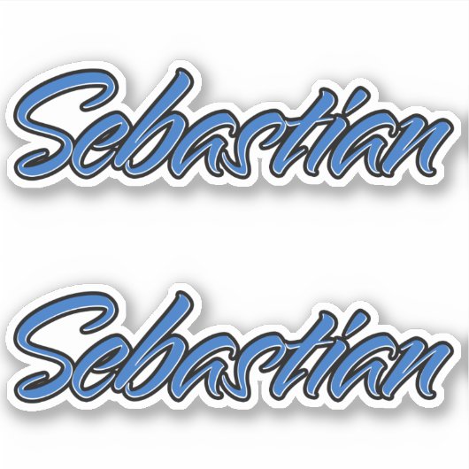Sebastian Name blue Aufkleber Sticker Stickerset (Voorkant)