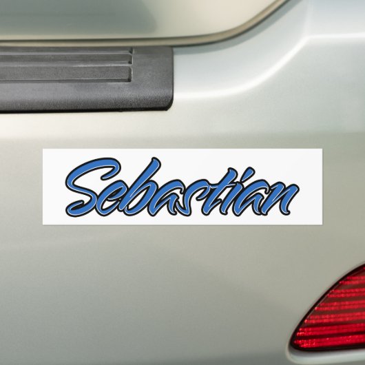 Sebastian Name blue Sticker Autoaufkleber (Op auto)