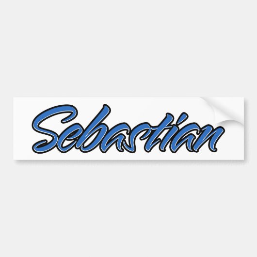 Sebastian Name blue Sticker Autoaufkleber (Voorkant)
