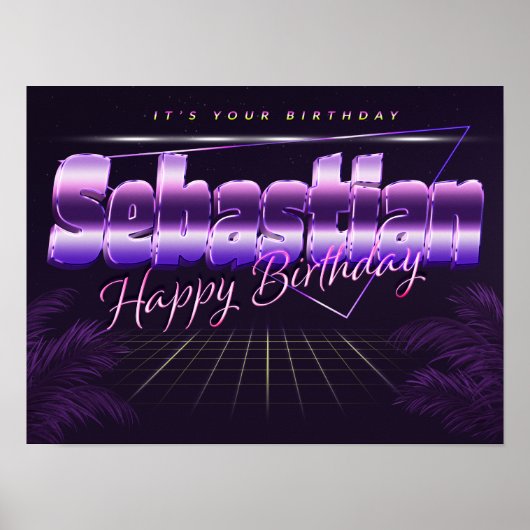 Sebastian Name Vorname retro Poster Geburtstag (Voorkant)