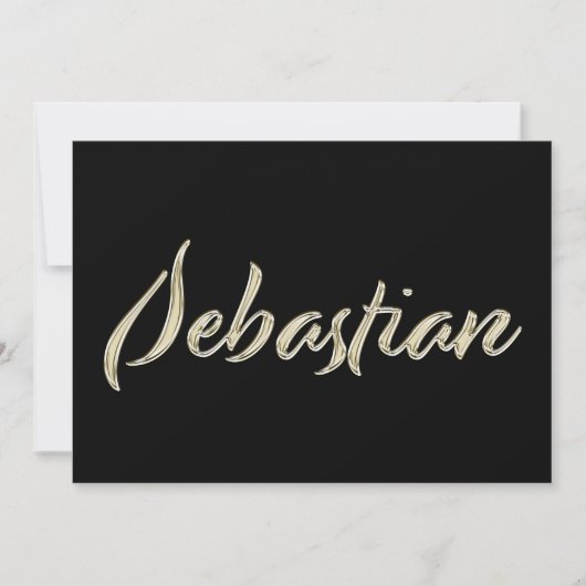 Sebastian Name white gold Handwriting Karte Kaart (Voorkant)