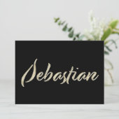 Sebastian Name white gold Handwriting Karte Kaart (Staand voorkant)