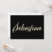 Sebastian Name white gold Handwriting Karte Kaart (Voorkant / Achterkant in situ)