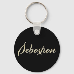 Sebastian Name whitegold Button Schlüsselanhänger Sleutelhanger