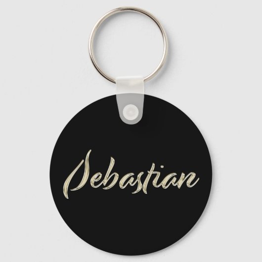 Sebastian Name whitegold Button Schlüsselanhänger Sleutelhanger (Voorkant)