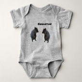 Sebastian Name with 2 Aussie Quokka, Baby Bodysuit (Voorkant)
