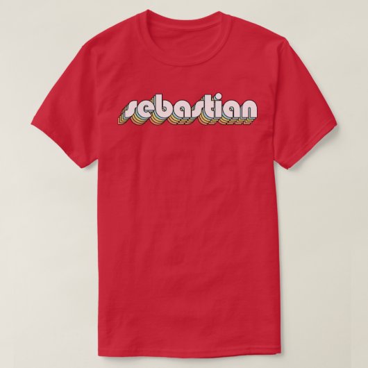 Sebastian Retro Rainbow Typography Vervaagde stijl T-shirt (Design voorkant)