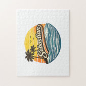 Sebastian Retro Zonsondergang Naam Design Legpuzzel (Verticaal)