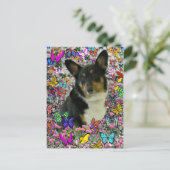 Sebastian the Welsh Corgi in Butterflies Briefkaart (Staand voorkant)