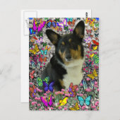 Sebastian the Welsh Corgi in Butterflies Briefkaart (Voorkant / Achterkant)