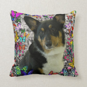 Sebastian the Welsh Corgi in Butterflies Kussen