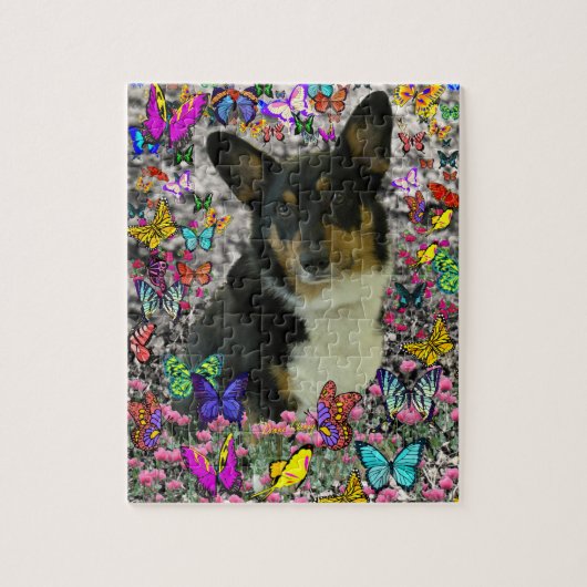 Sebastian the Welsh Corgi in Butterflies Legpuzzel (Verticaal)