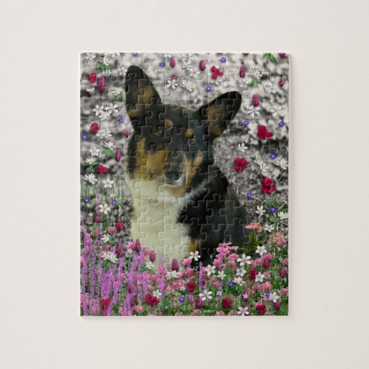 Sebastian the Welsh Corgi in Flowers Legpuzzel (Verticaal)