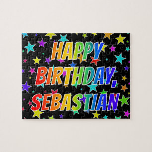 "SEBASTIAN" Voornaam, geun "HAPPY BIRTHDAY" Legpuzzel