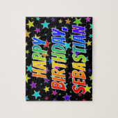 "SEBASTIAN" Voornaam, geun "HAPPY BIRTHDAY" Legpuzzel (Verticaal)