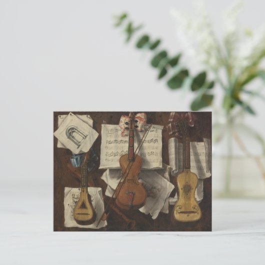 Sebastiano Lazzari Trompe - Violin en Muzieknoten Briefkaart (Staand voorkant)