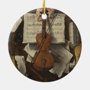Sebastiano Lazzari Trompe - Violin en Muzieknoten Keramisch Ornament