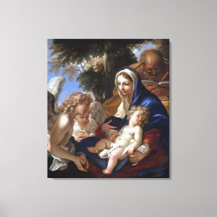Sebastiano Ricci de Heilige Familie met Engelen Canvas Afdruk