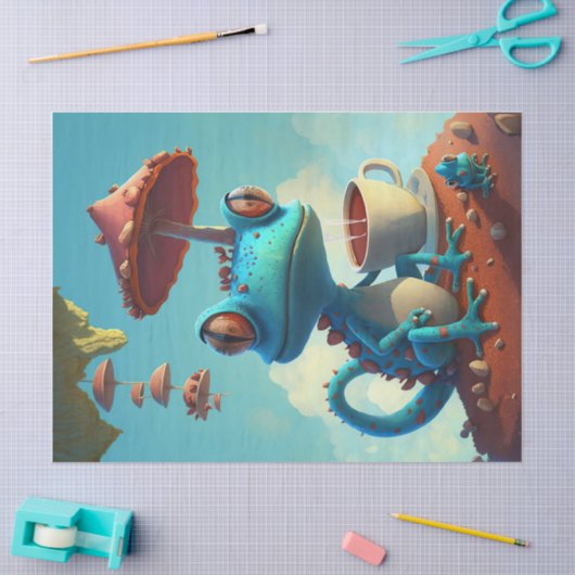 Sebastian's ochtendkoffie, hagedis tissuepapier (Craft)