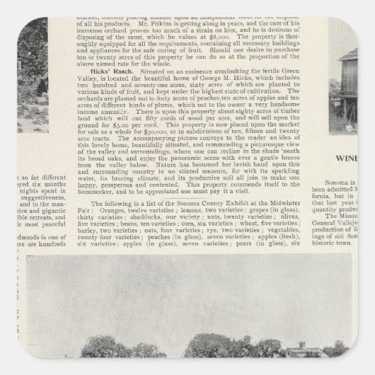Sebastopol, Californië Vierkante Sticker (Voorkant)