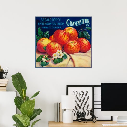 Sebastopol Gravensteins Apple LabelSonoma, CA Poster (Thuiskantoor)