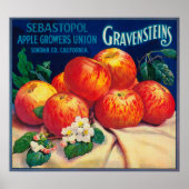 Sebastopol Gravensteins Apple LabelSonoma, CA Poster (Voorkant)