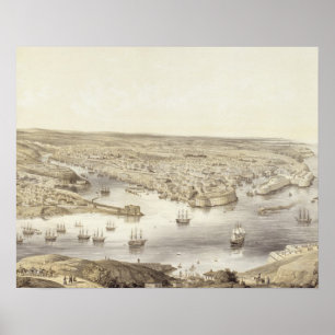 Sebastopol in Al zijn glorie, 1848, gegraveerd teg Poster